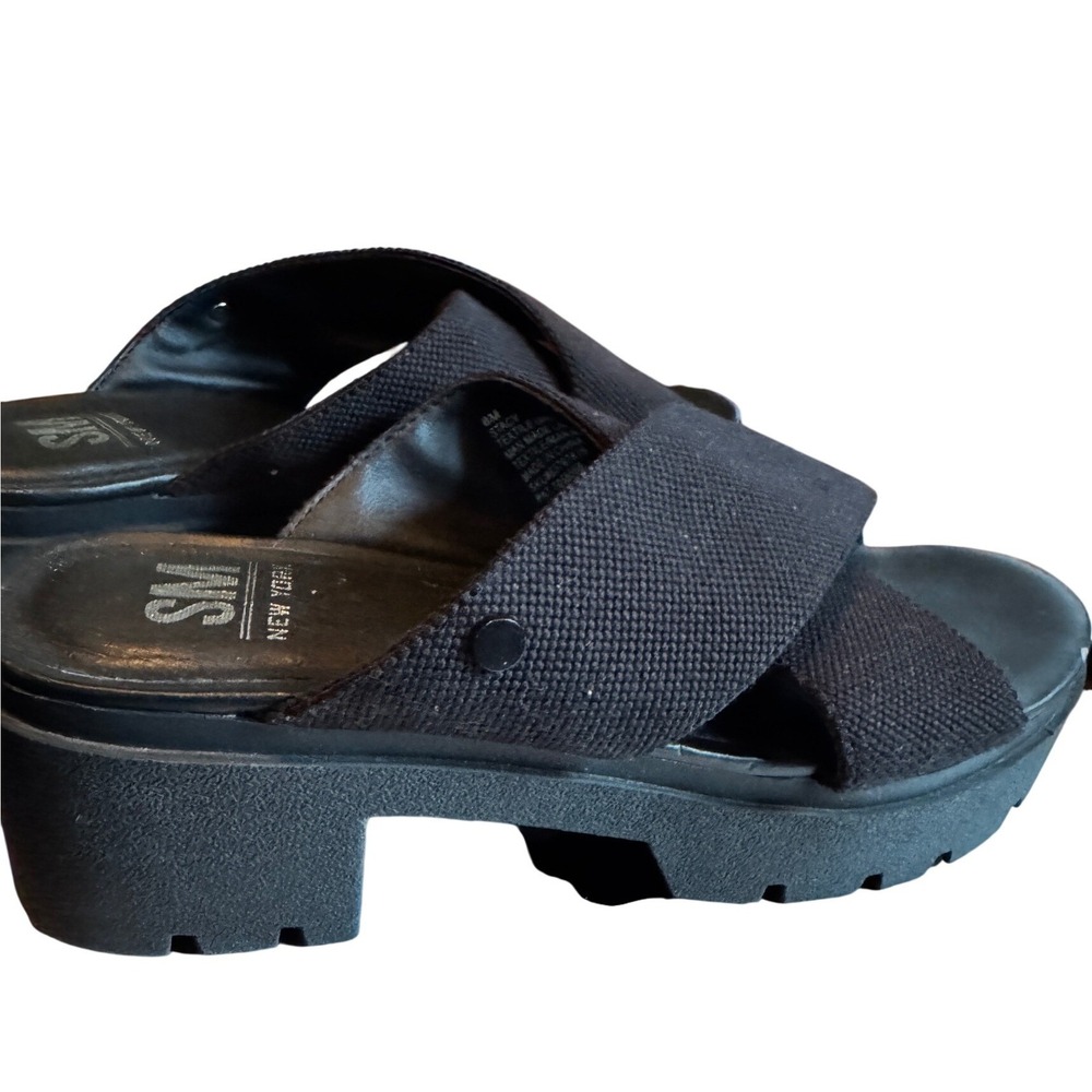 SM New York Stacy Platform Sandals 8 Black Crisscross Lug Sole Grunge Goth - Picture 4 of 10